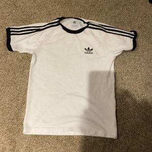 Men’s Small Adidas striped tee - white